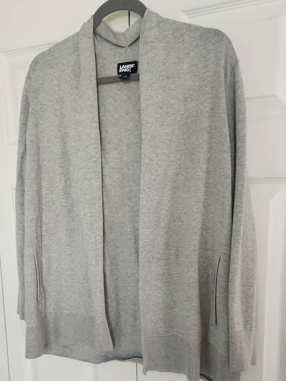 Lands' End Light Gray Open-Front Women's Cardigan